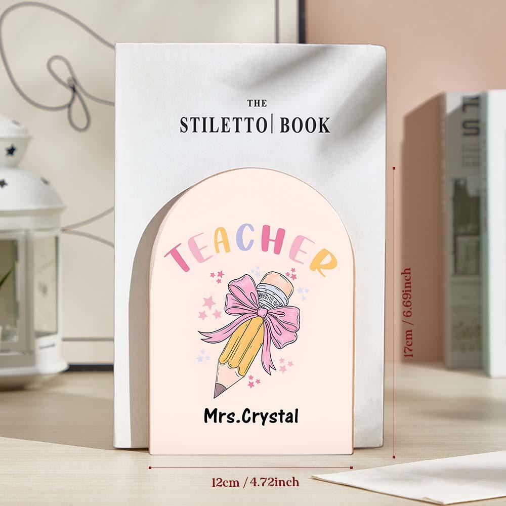 Personalised Wood Bookends with Name Back to School Appreciation Gift for Teacher