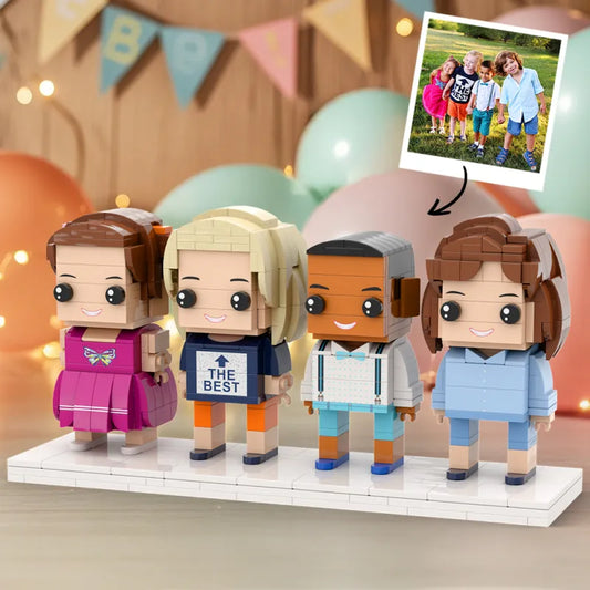 Full Body Customisable 4 People Custom Brick Figures Small Particle Block Children's Day Gift