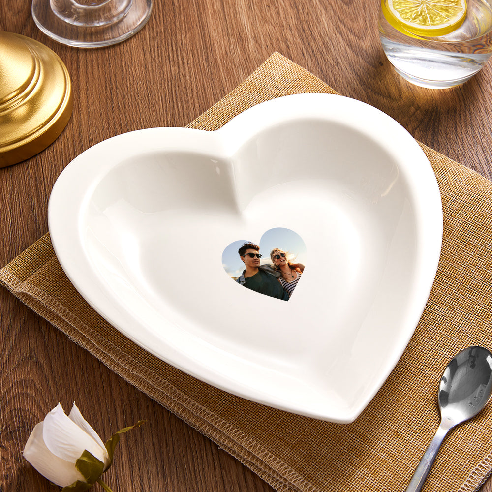 Personalised Heart Shaped Plate Ceramics Dinner Plate with Picture