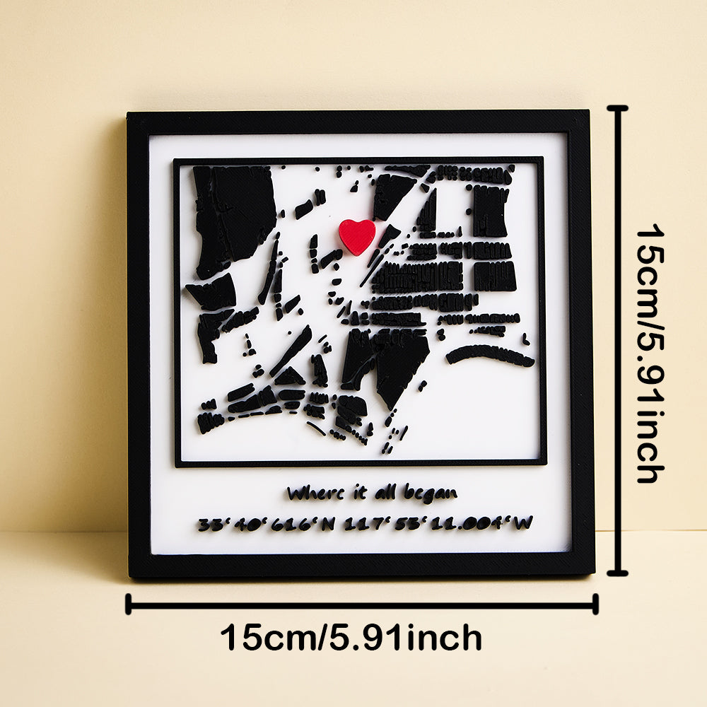 Personalised 3D Printed Location Map Plaque Where It All Began Plaque Gifts for Lover