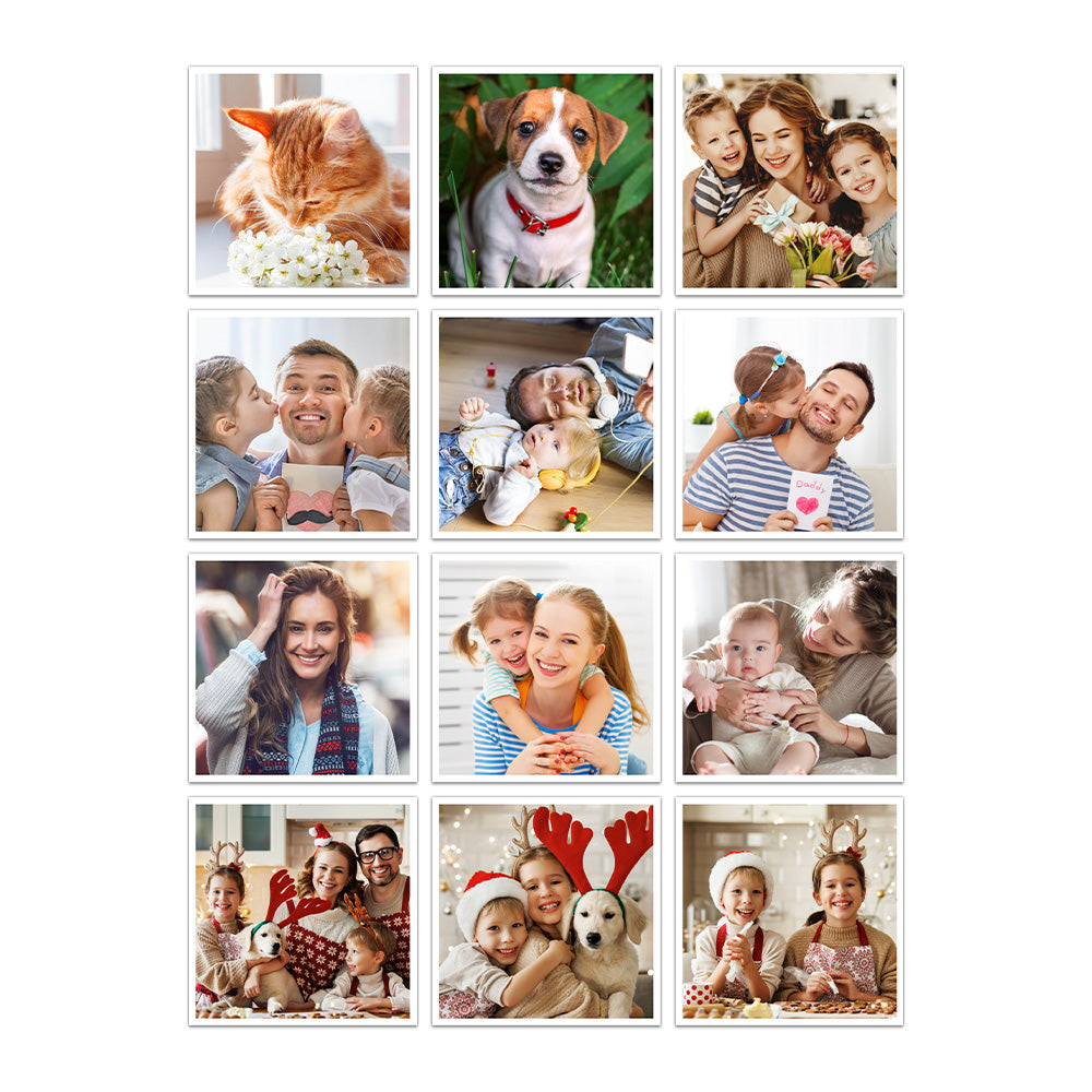 Custom Photo Card Paper Fridge Magnets - Set of 12 Personalised Picture Magnets for Home or Gifts