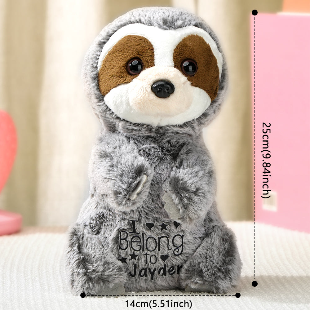 Personalised Name Sloth Plush Stuffed Toy Gift for Baby Shower