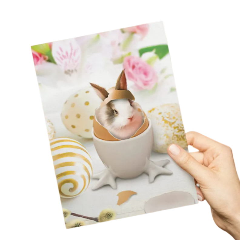 Easter Bunny Inside Eggshell – Charming Holiday Greeting Card