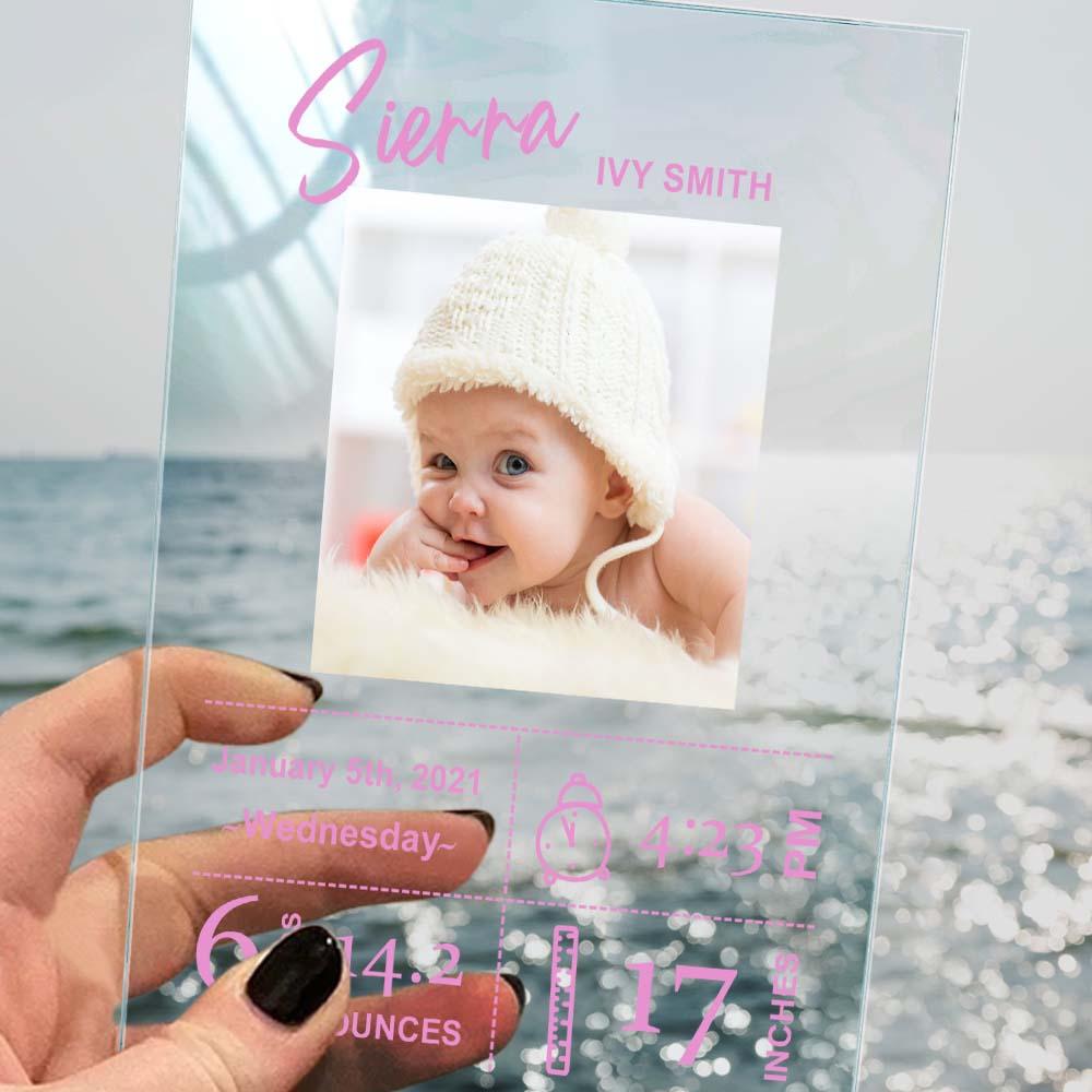 Personalised Baby Birthday Plaque Custom Baby Photo Plaque Gift