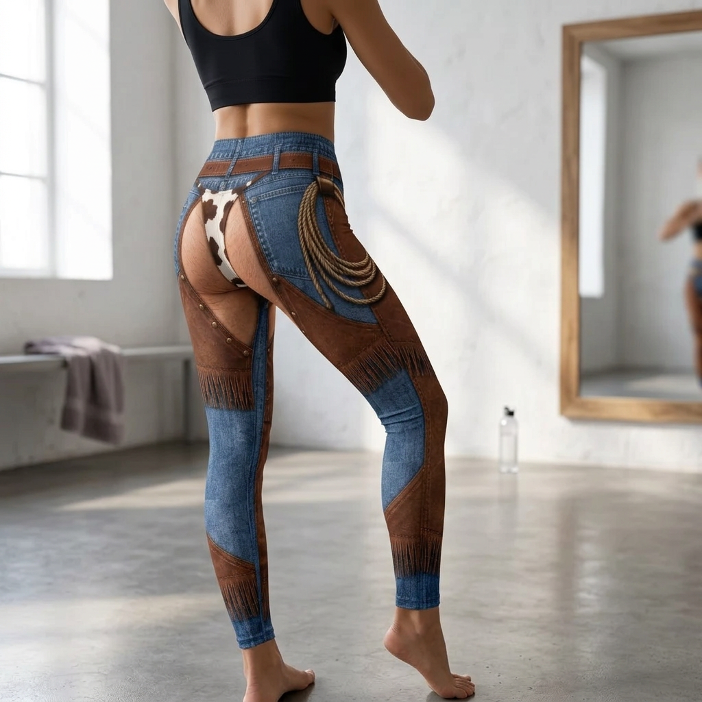 Custom Printed Faux Layered Leggings for Women Personalised Novelty Yoga Pants