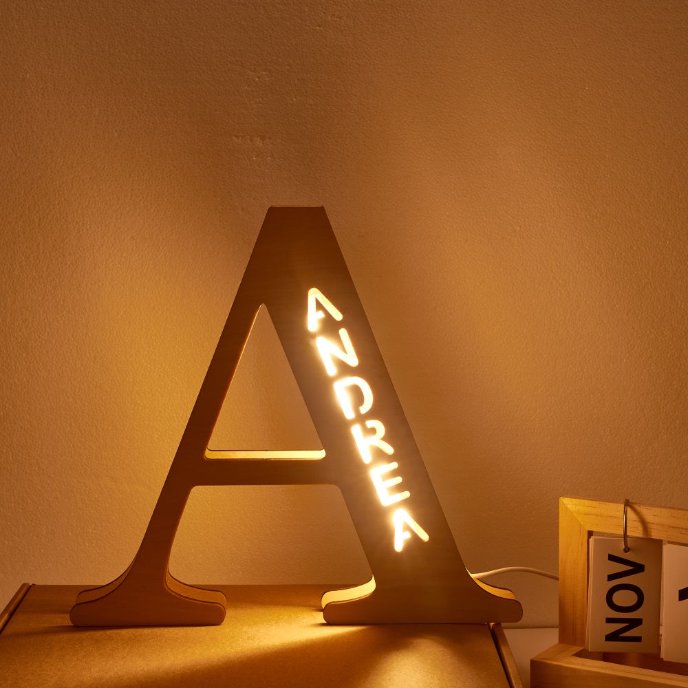 Personalised Name Wooden Letter Night Light 28CM