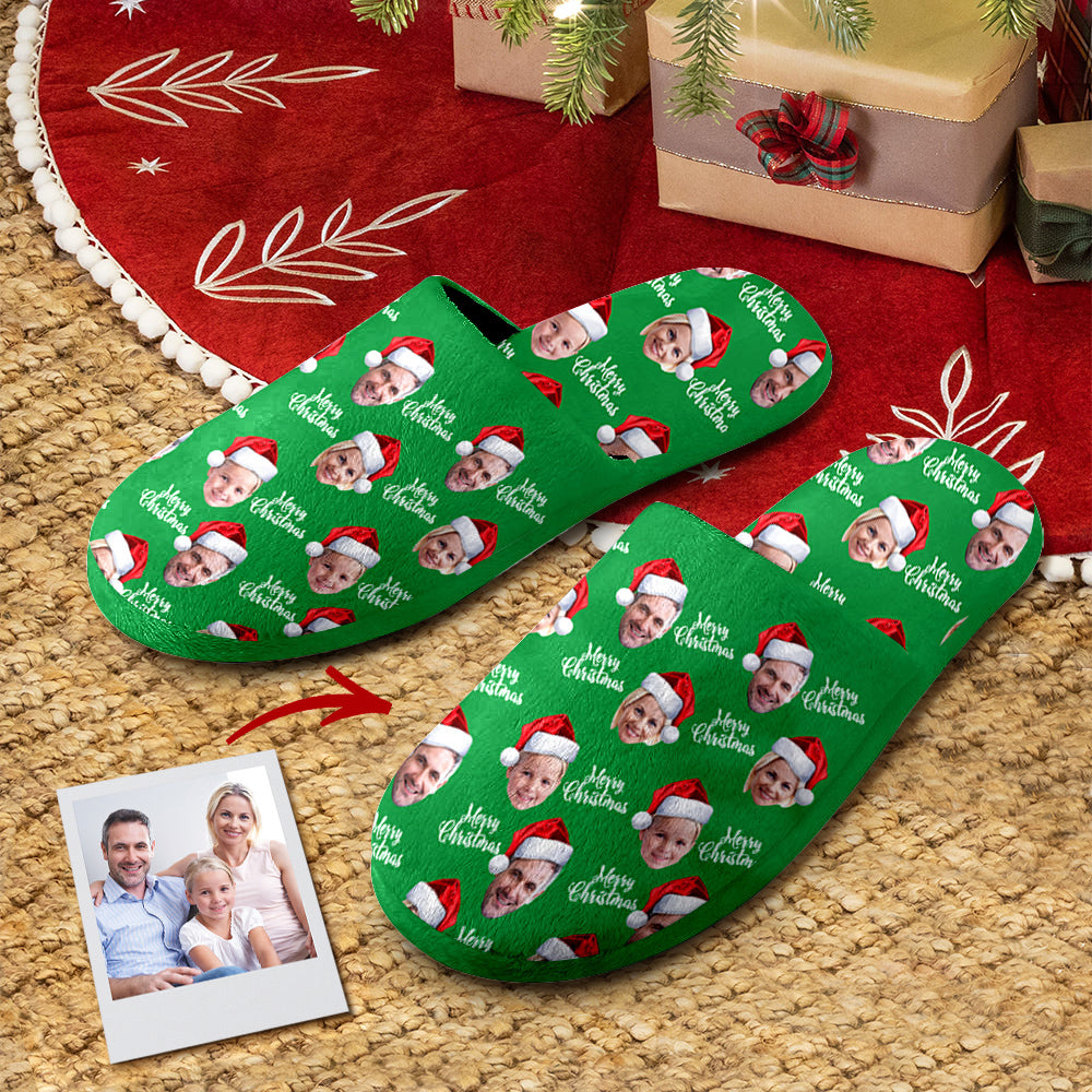 Custom Unisex Christmas Slippers Personalised Green Casual House