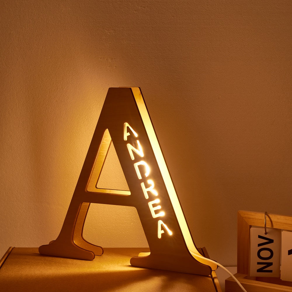 Personalised Name Wooden Letter Night Light 28CM