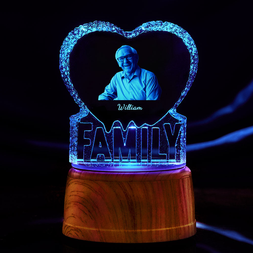 Personalised 3D Crystal Photo Frame Heart Crystal Gifts for Father's Day