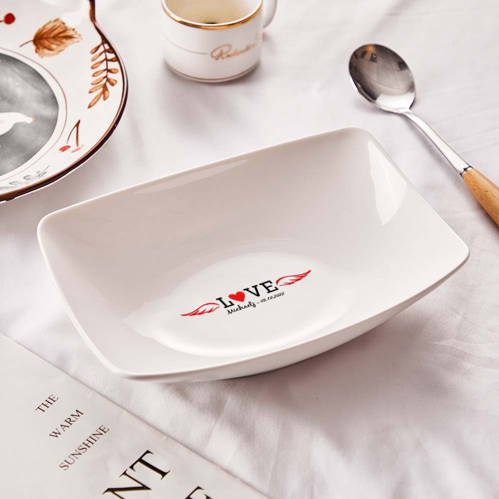 Custom Name Platters LOVE Heart Personalised Engraved Tableware Plate