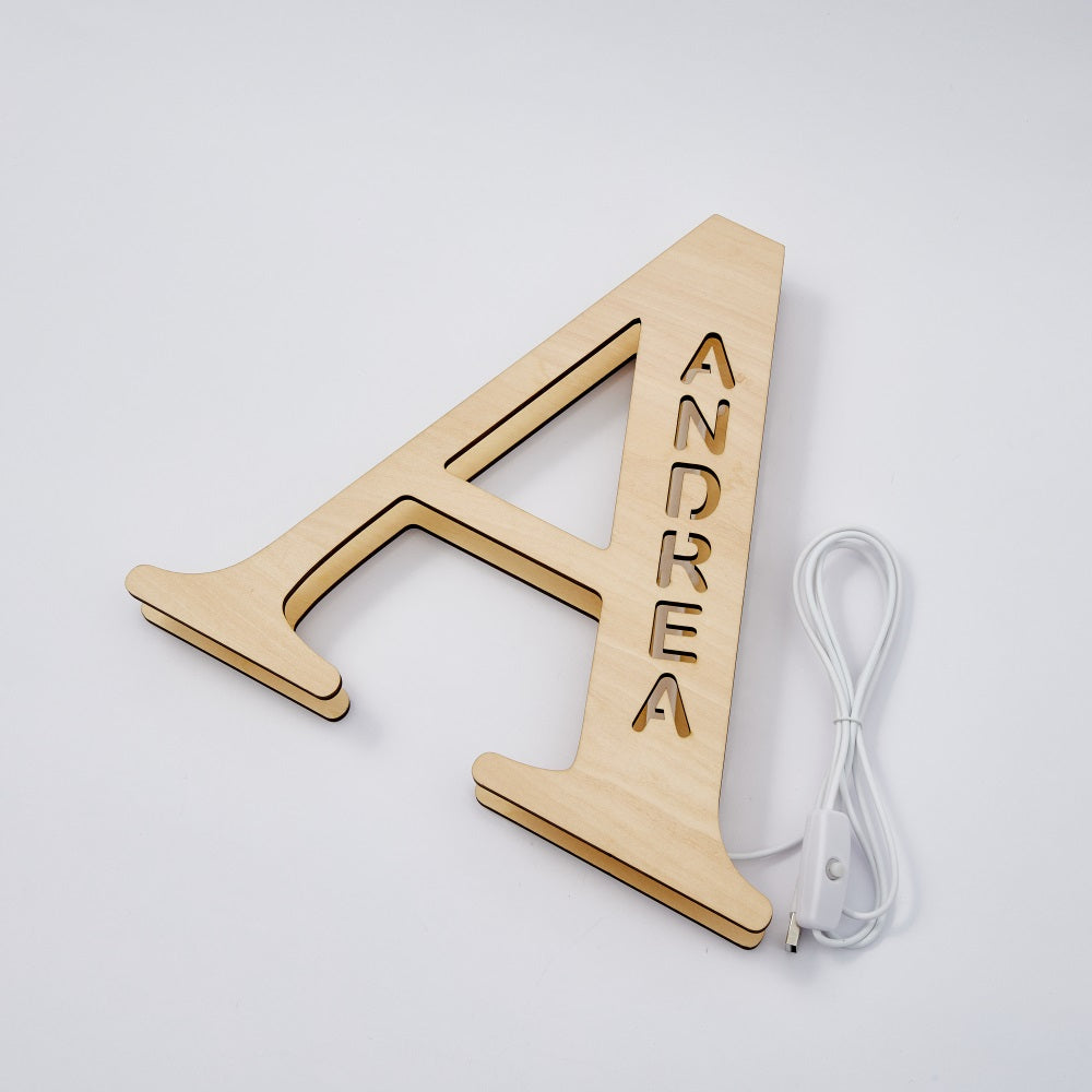 Personalised Name Wooden Letter Night Light 28CM