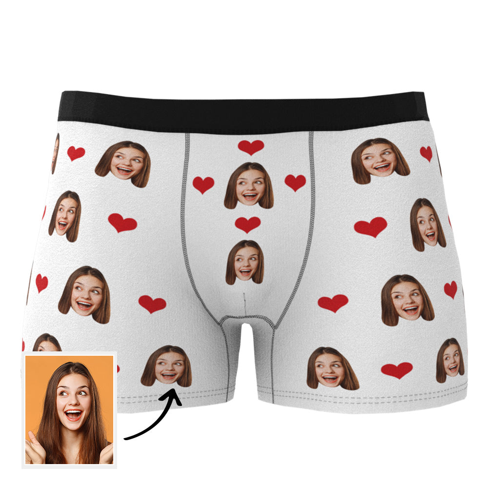 Custom Heart Face Boxer Briefs Men's Underwear with 3D Online Preview