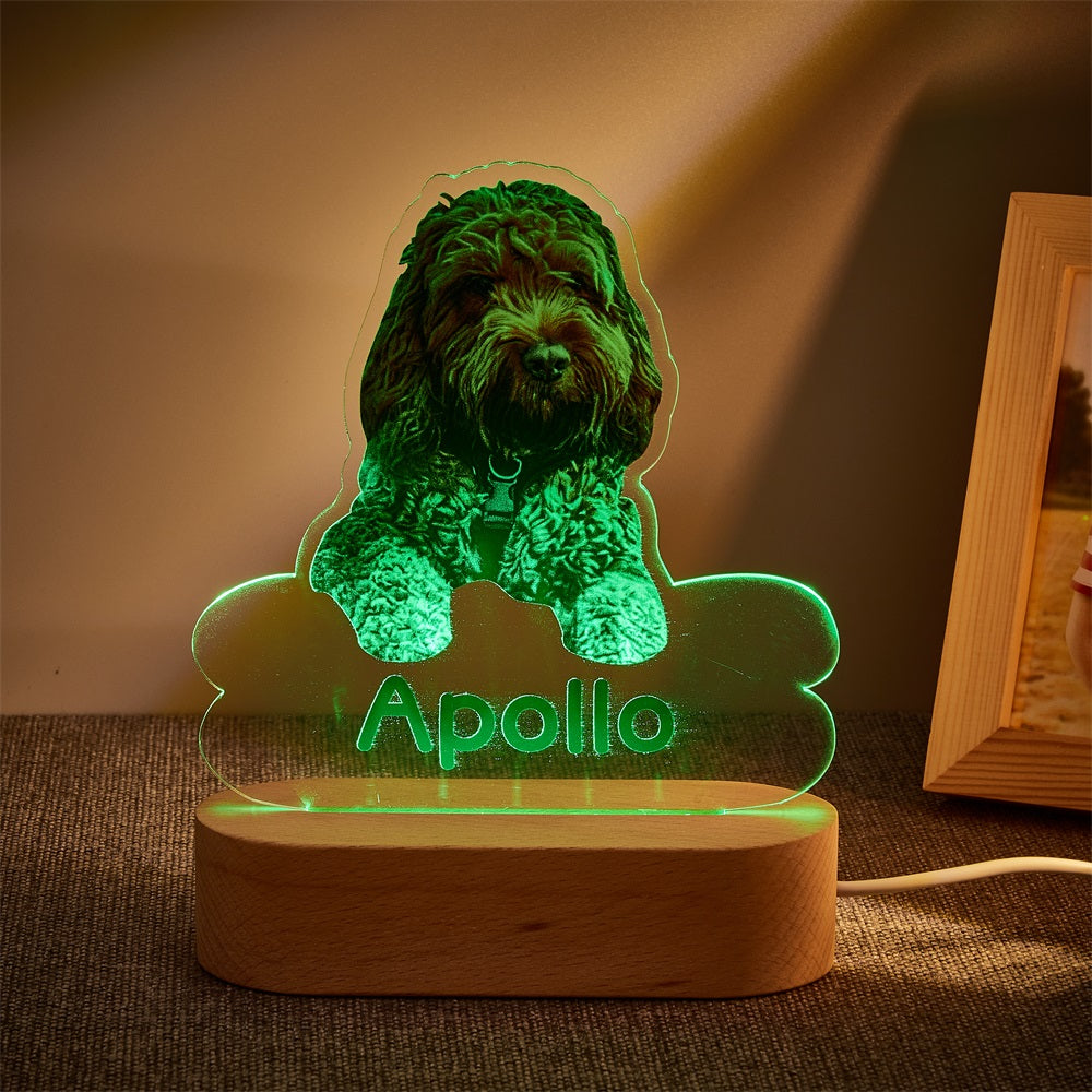Personalised Pet Shaped LED Night Light Custom Dog Name Table Lamp