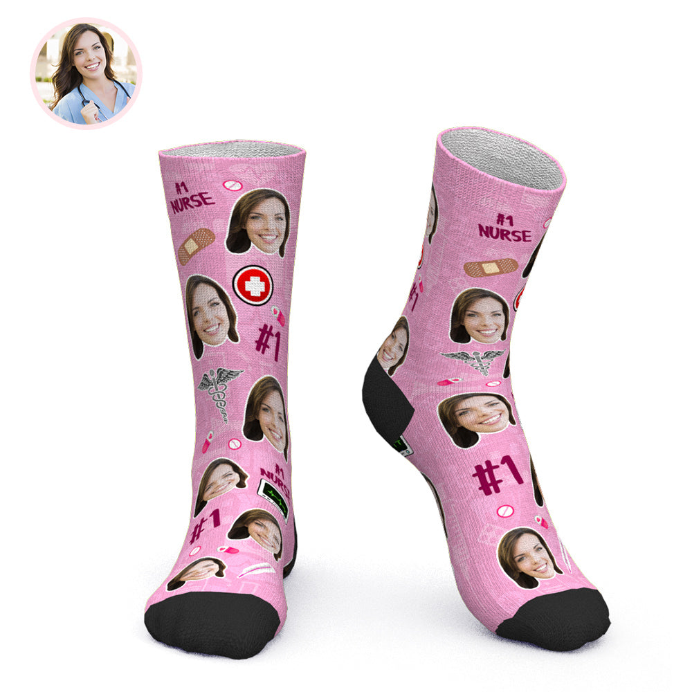 Custom Face Socks Personalised Novelty Nurse Socks
