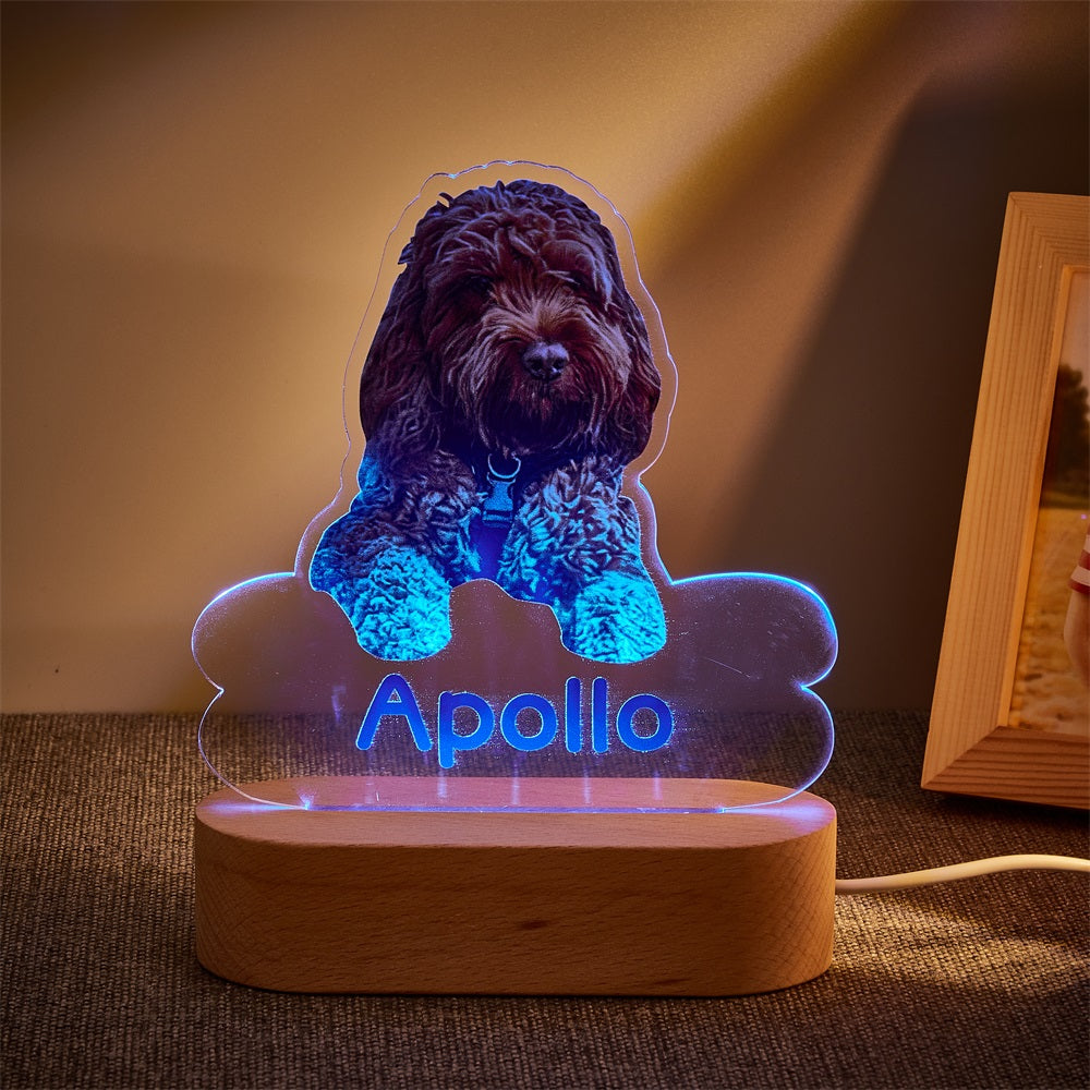Personalised Pet Shaped LED Night Light Custom Dog Name Table Lamp