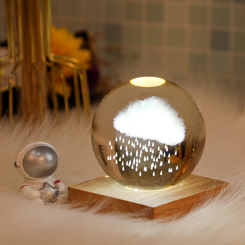 3D Laser Engraved Crystal Ball Night Light