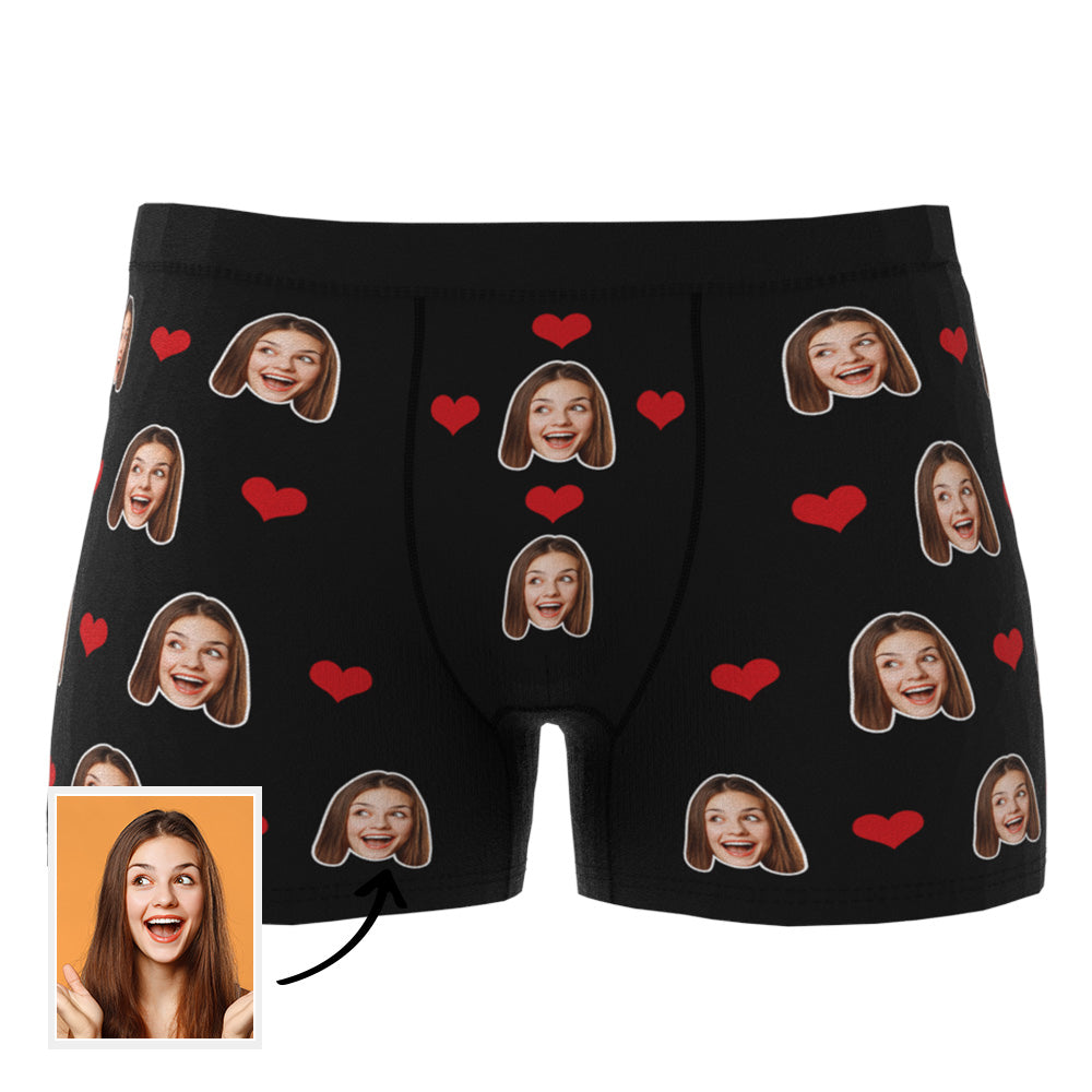 Custom Heart Face Boxer Briefs Men's Underwear with 3D Online Preview