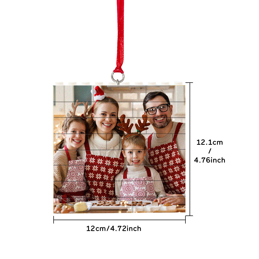 Personalised Building Brick Puzzle Photo Block Christmas Ornament