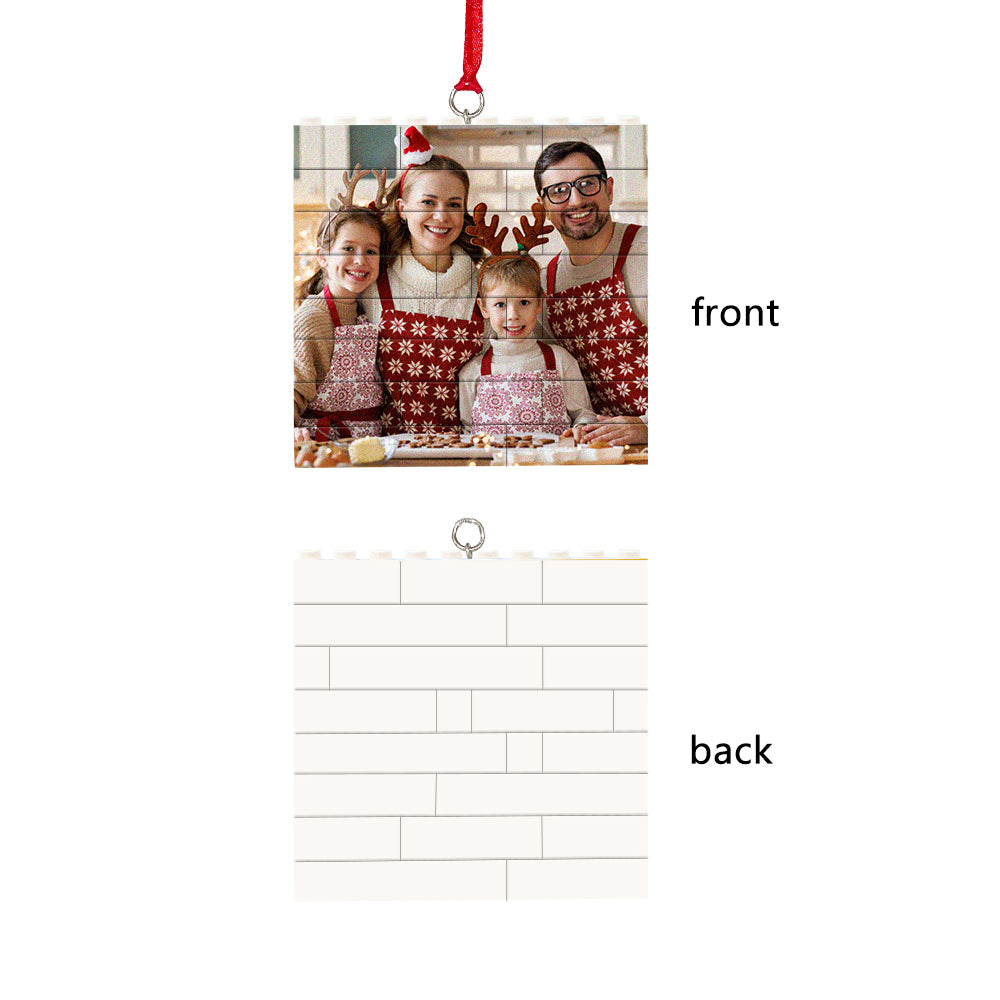 Personalised Building Brick Puzzle Photo Block Christmas Ornament
