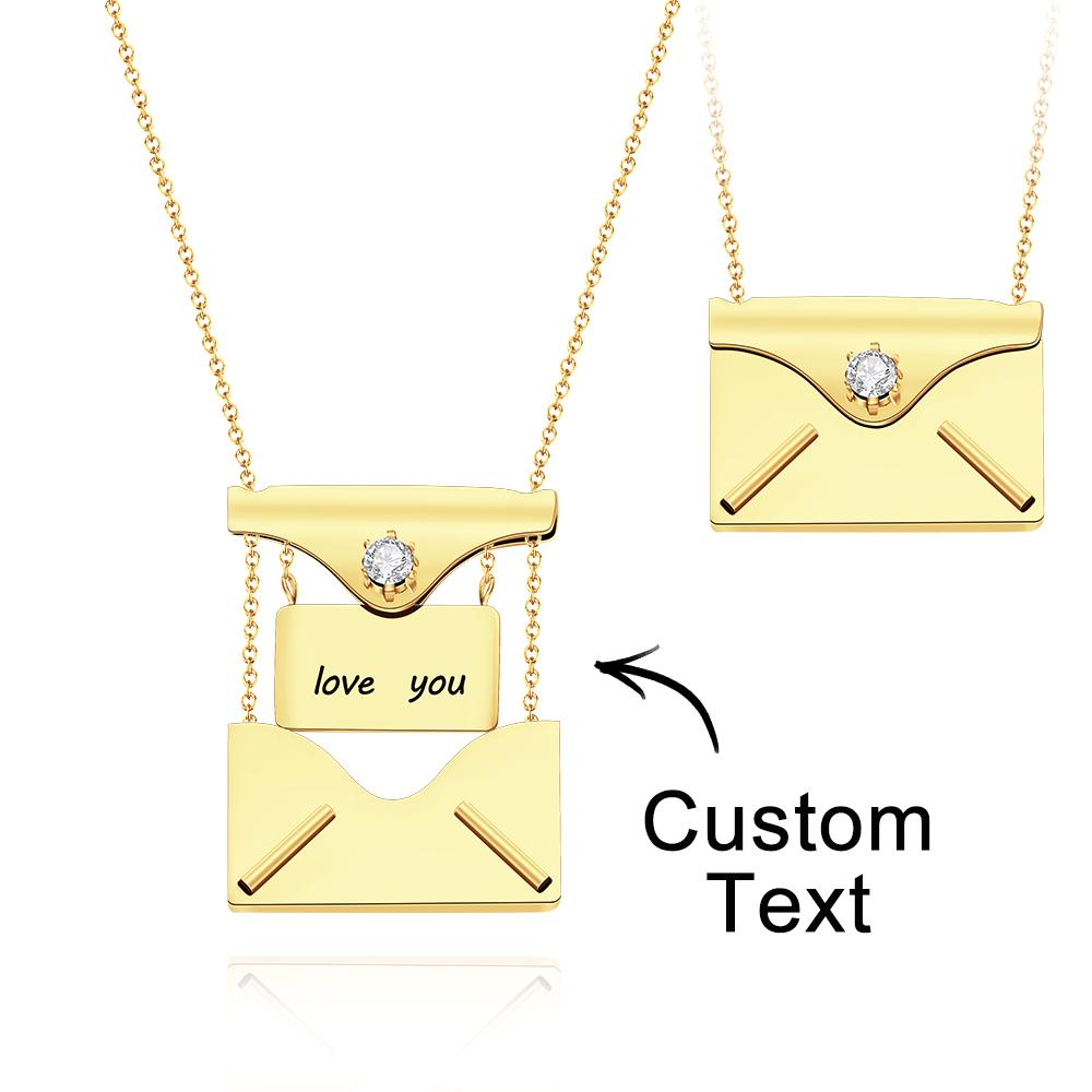 Custom Engraved Necklace Envelope Letter Secret Message Locket Jewelry Pendant