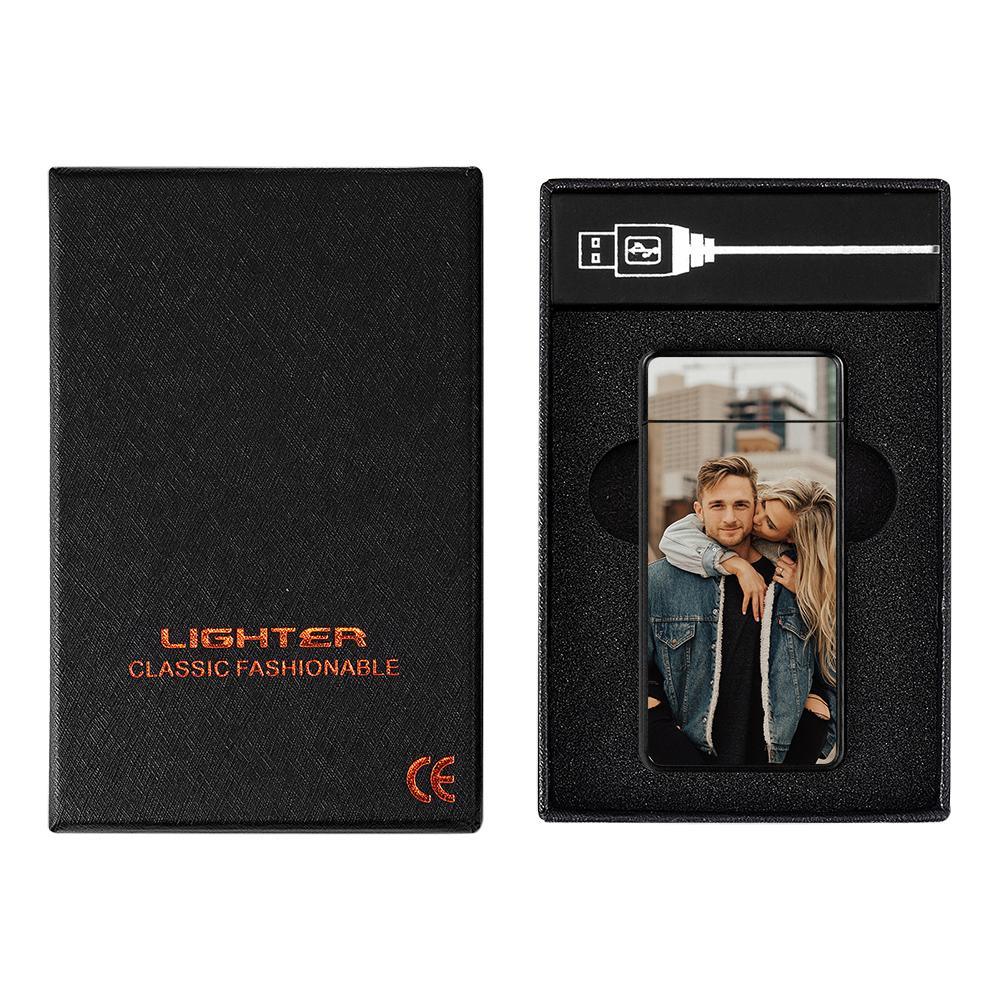 Personalised Color Photo Lighters Black Scrub Rechargeable Electric Lighter