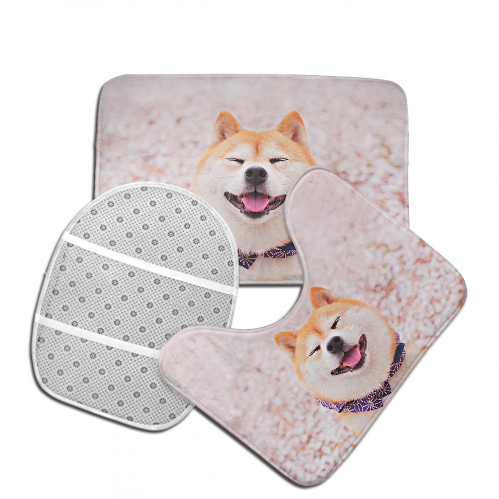 Custom Photo Bathroom Rug Set 3 Piece Personalised Non Slip Bath Mat