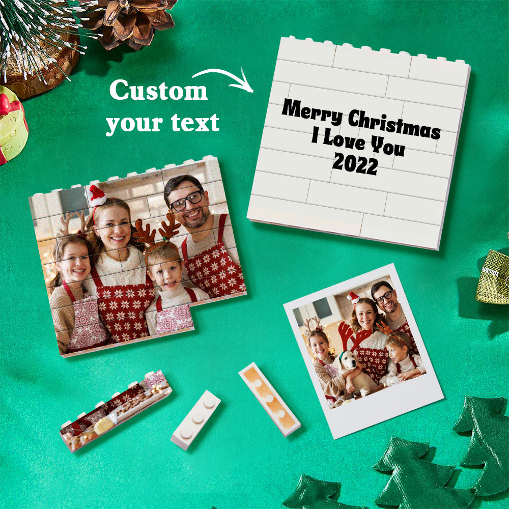 Personalised Building Brick Puzzle Photo Block Christmas Ornament