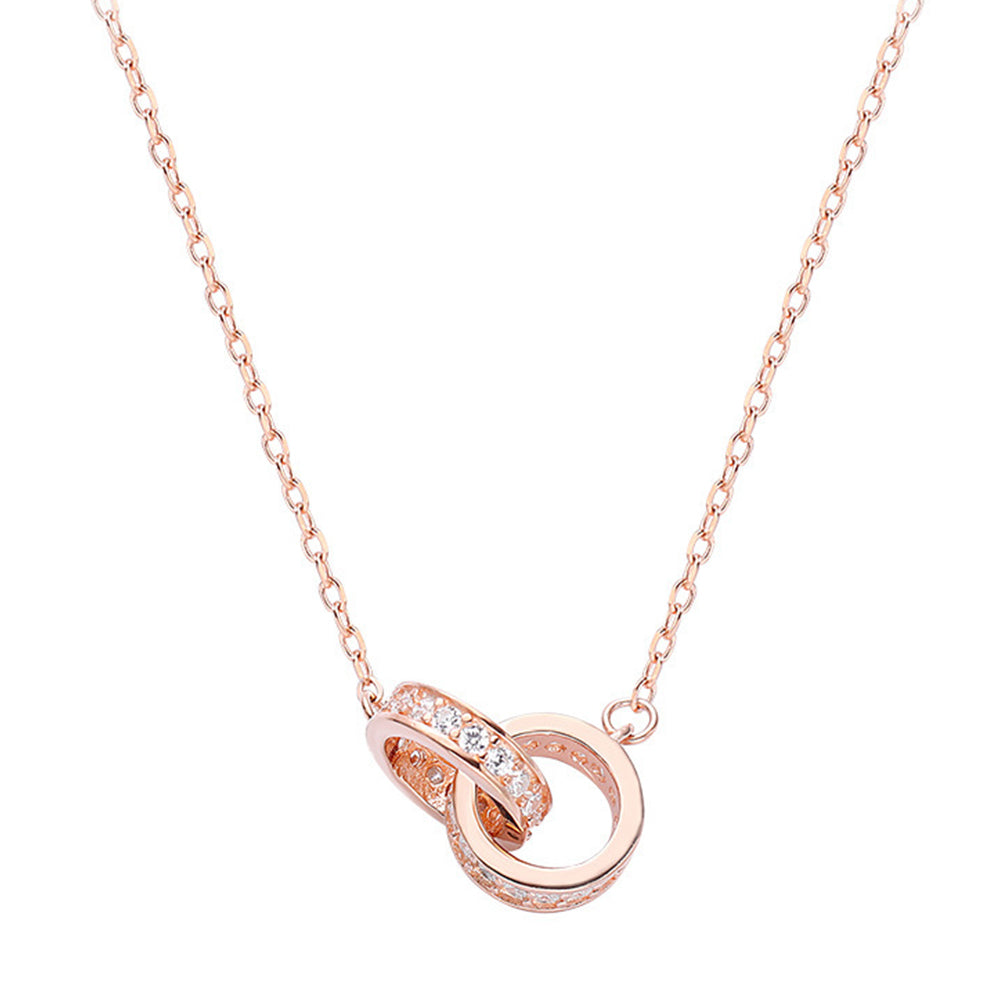 Double Ring Necklace with Message Card Personalised Birthday Gift for Lover