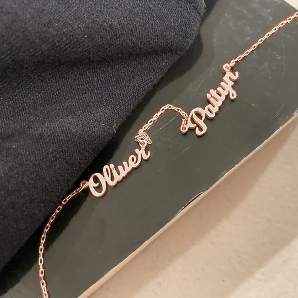 Personalised 2-4 Names Necklace Custom Family Nameplate Necklace