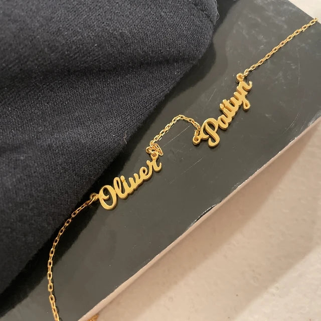 Personalised 2-4 Names Necklace Custom Family Nameplate Necklace