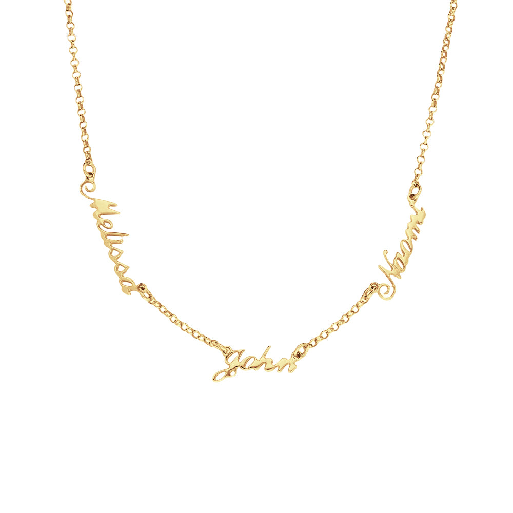 Personalised 2-4 Names Necklace Custom Family Nameplate Necklace