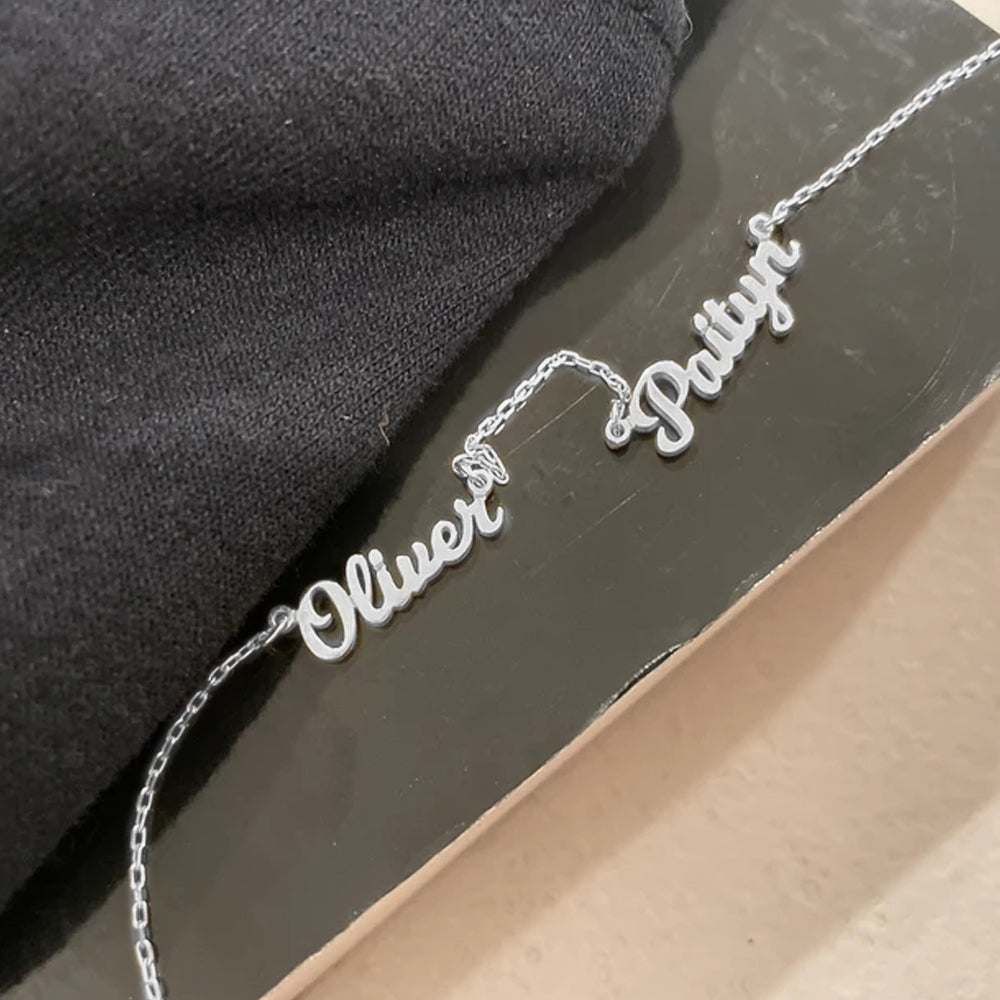 Personalised 2-4 Names Necklace Custom Family Nameplate Necklace