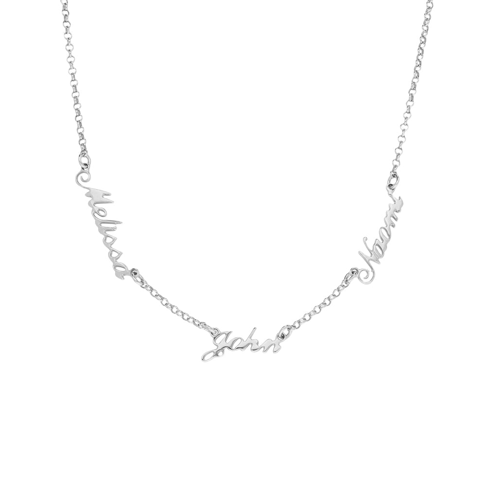 Personalised 2-4 Names Necklace Custom Family Nameplate Necklace