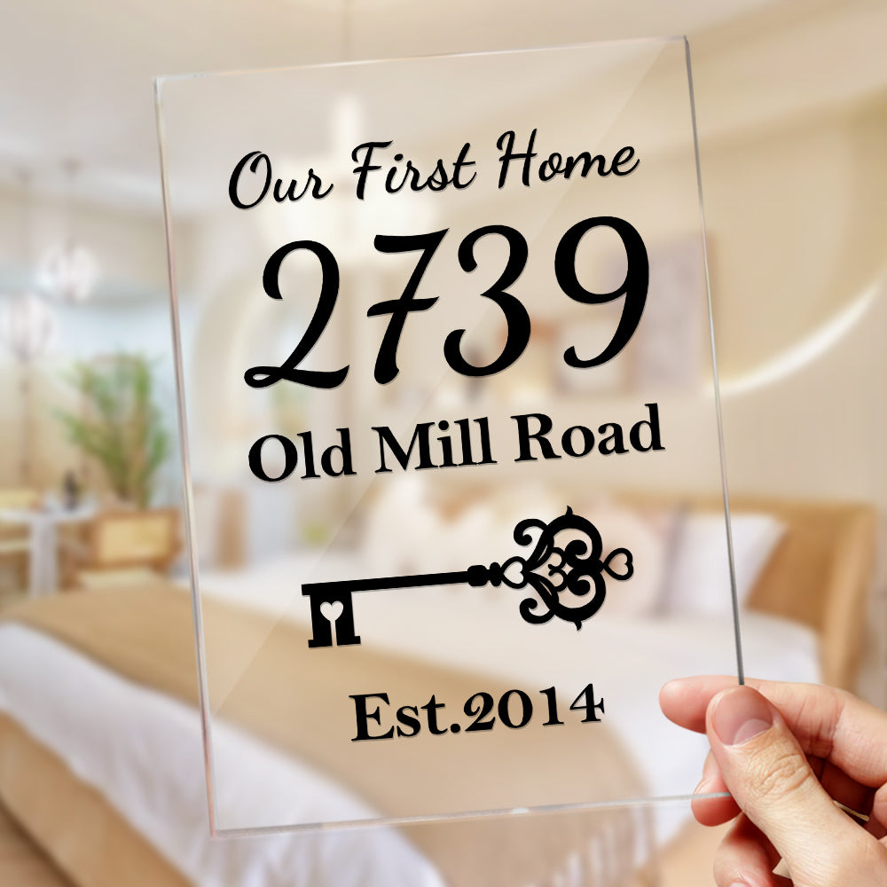 Custom Our First Home Acrylic Plaque Personalised House Number Address Desk Decoration