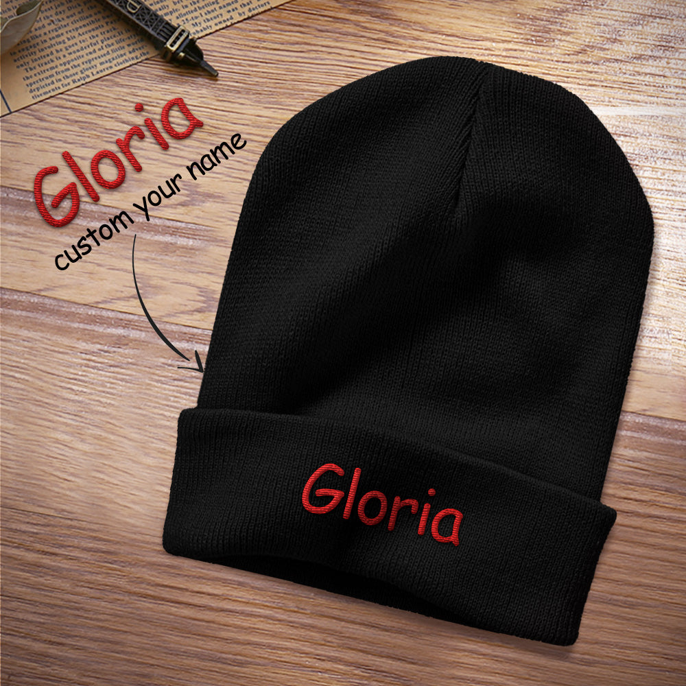 Custom Embroidered Beanie Personalised Winter Hat - 8 Colors