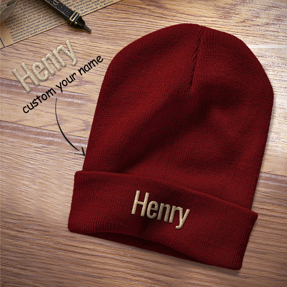 Custom Embroidered Beanie Personalised Winter Hat - 8 Colors