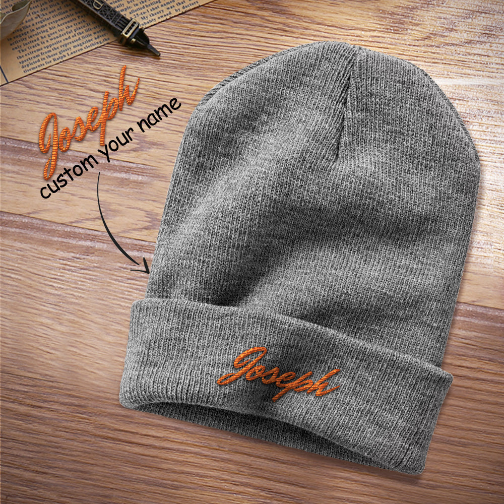 Custom Embroidered Beanie Personalised Winter Hat - 8 Colors
