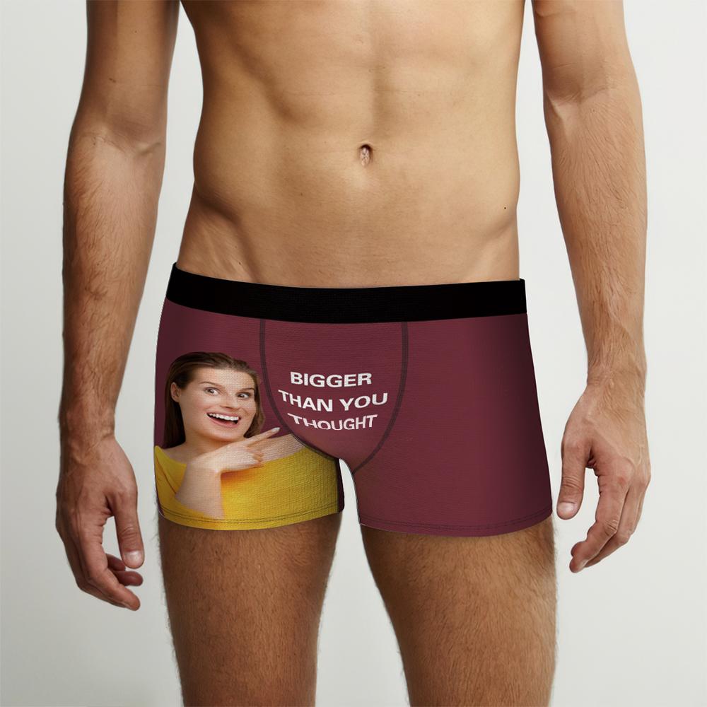 Custom Photo Boxer Shorts Personalised Text Underwear - 3 Colors