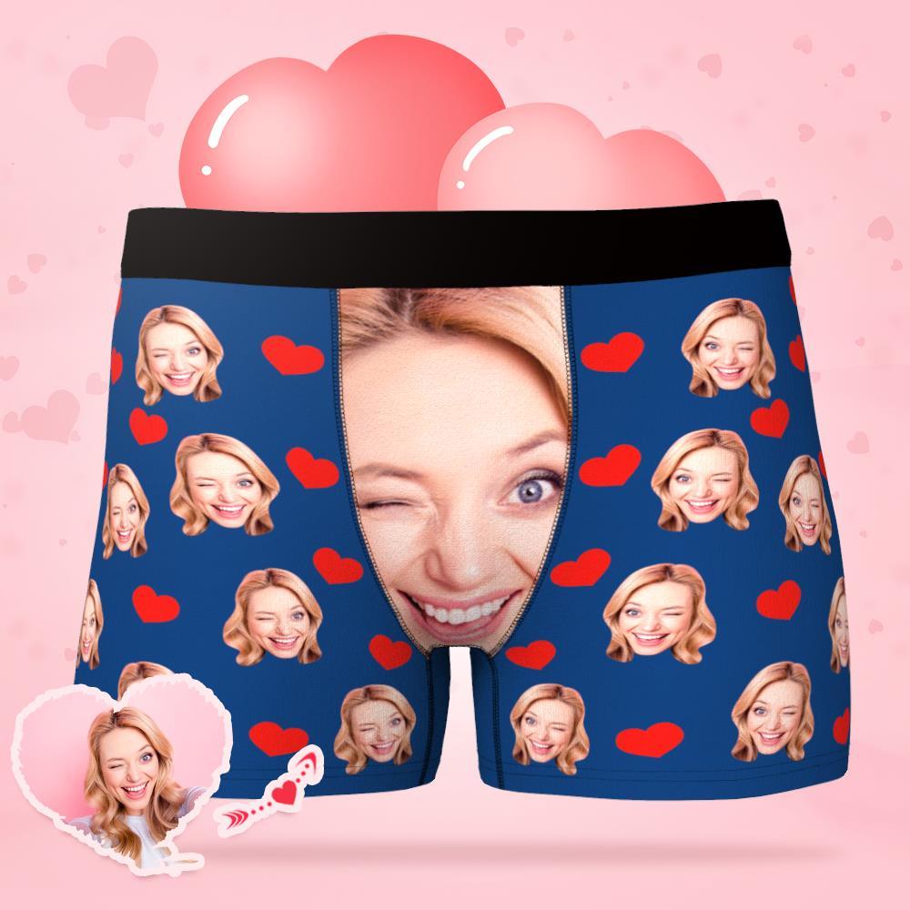 Custom Face Underwear Personalised Love Heart Photo Boxer Briefs