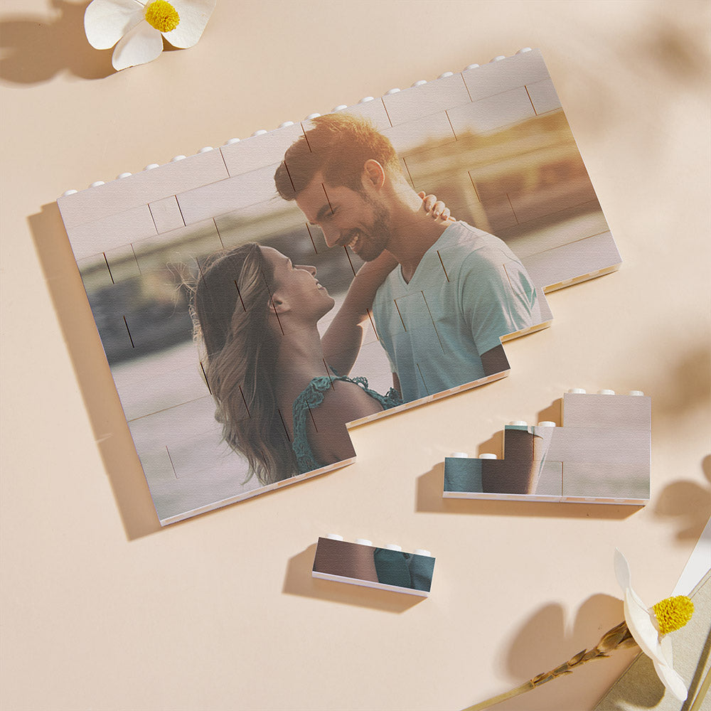 Personalised Building Brick Custom Horizontal Photo Block