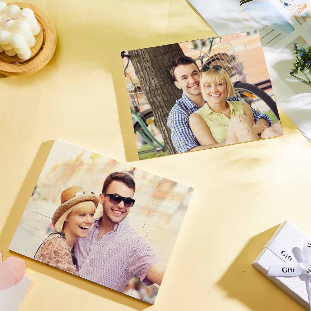 Personalised Building Brick Custom Horizontal Photo Block