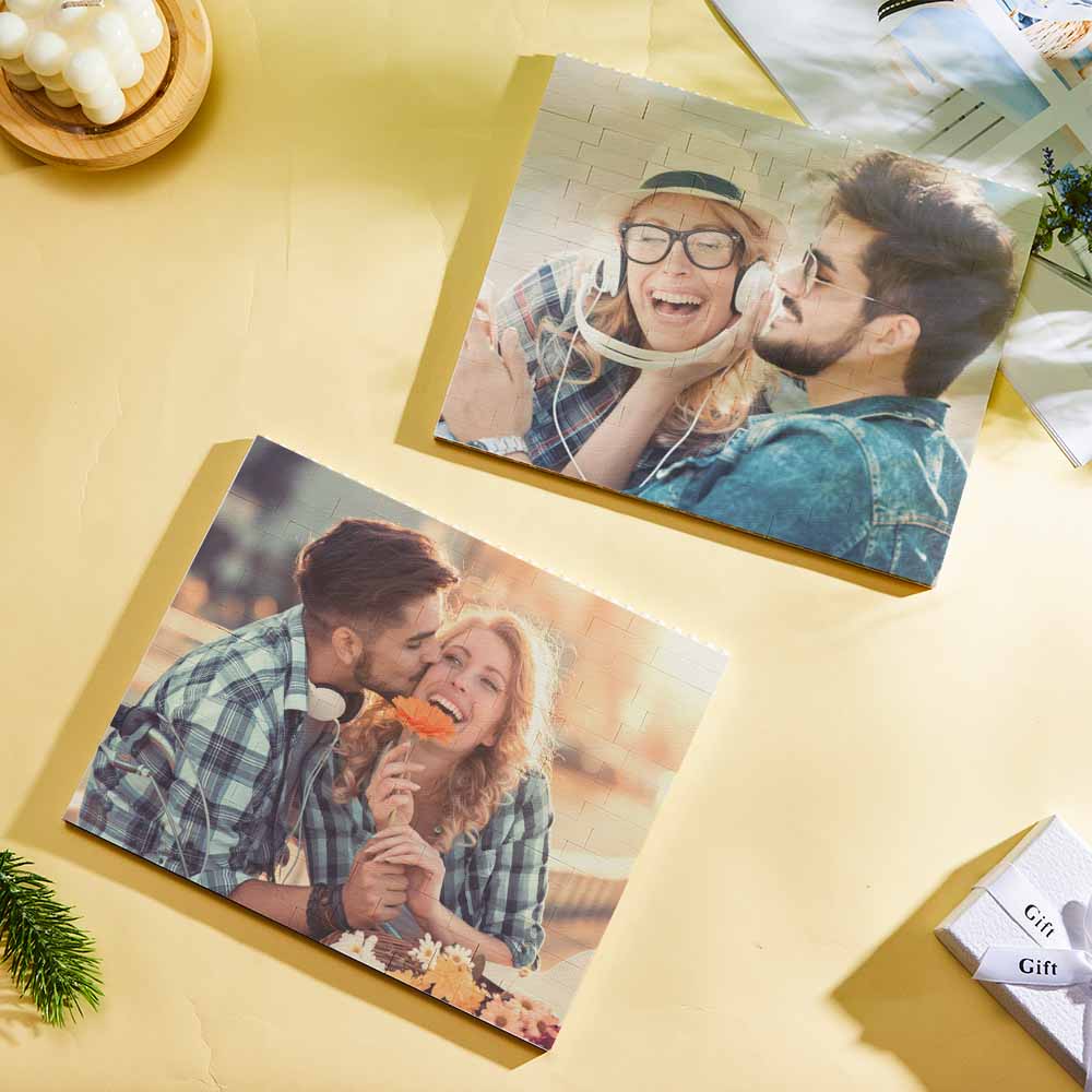Personalised Building Brick Custom Horizontal Photo Block