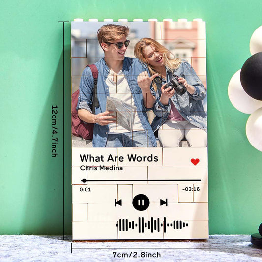 Personalised Building Brick Photo Block with Music Code