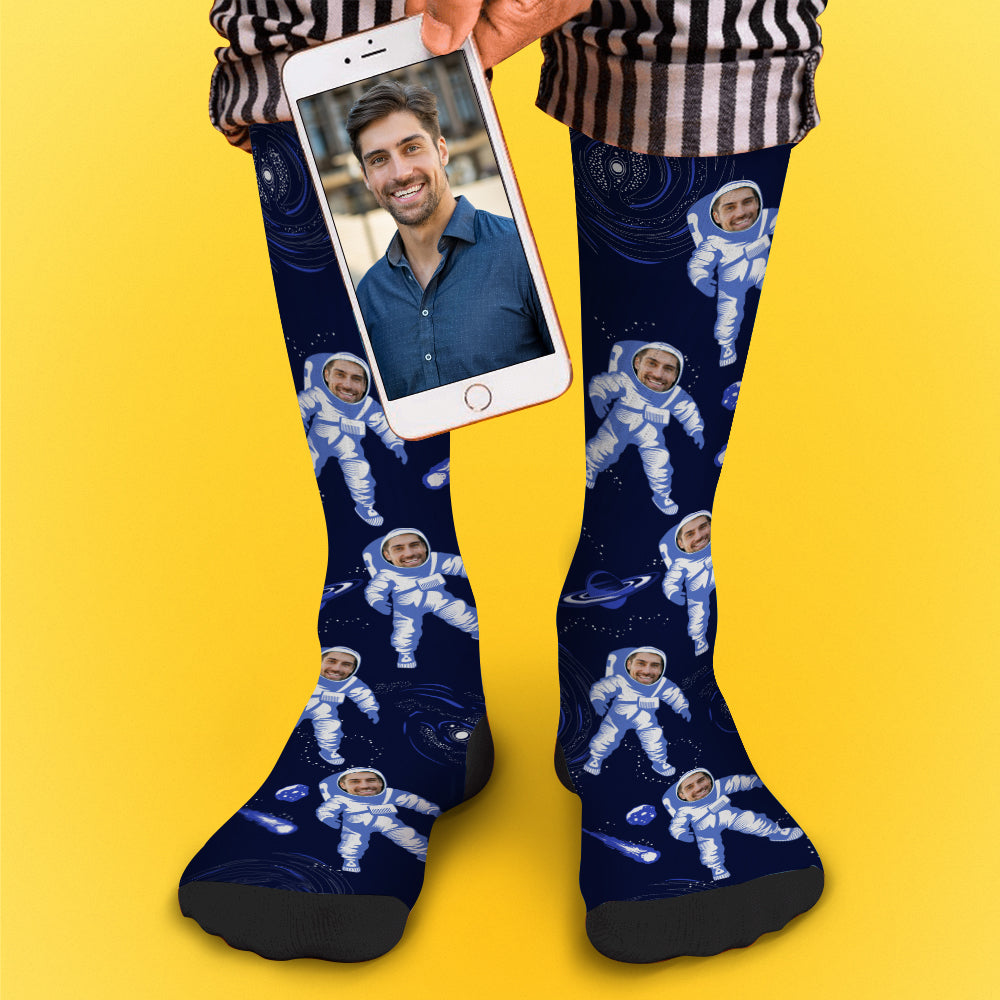 Personalised Astronaut Socks Custom Face Socks with Preview