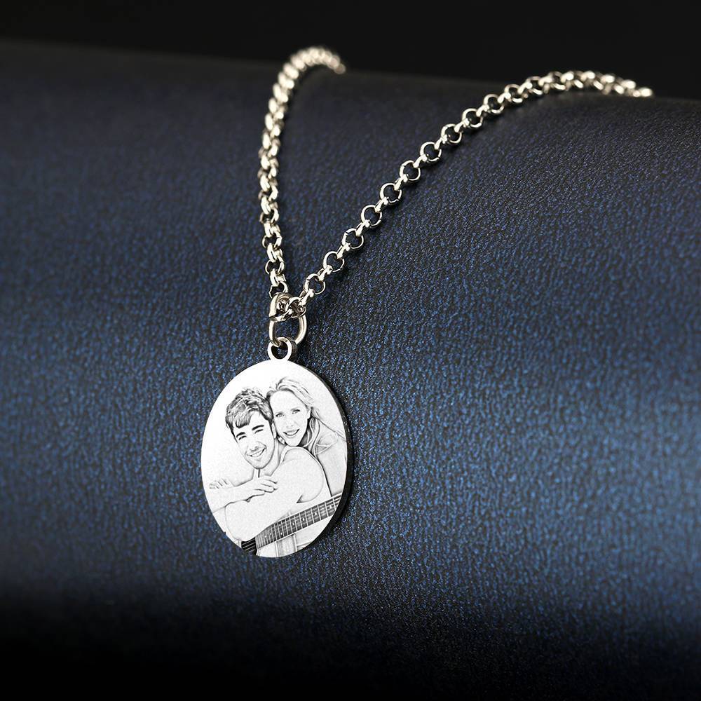 Engraved Oval Tag Necklace Stainless Steel