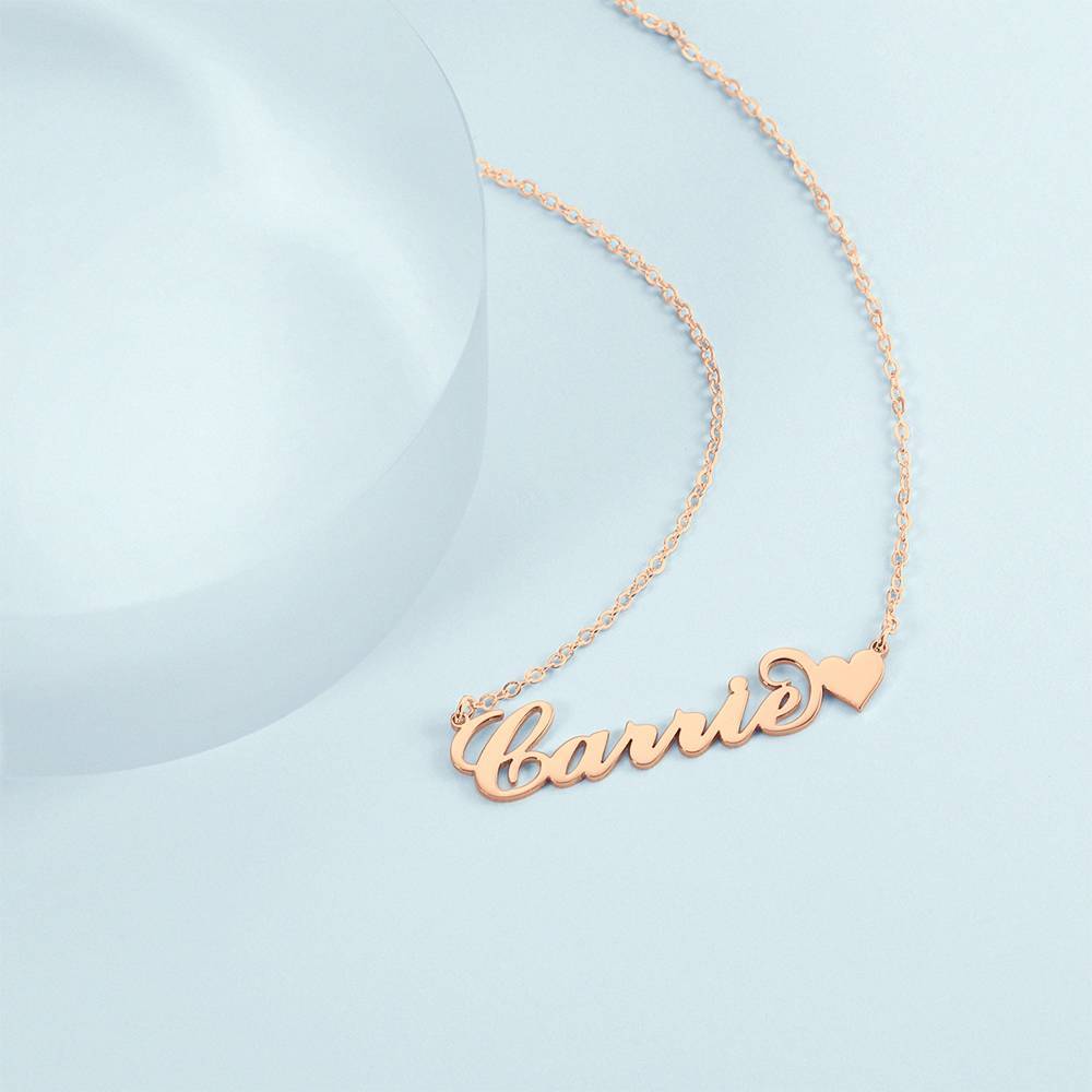 Carrie Style Custom Name Necklace with Little Heart Silver