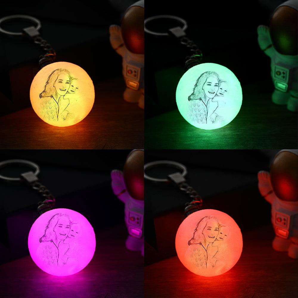 Personalised 3D Printed Photo Moon Lamp Keychain