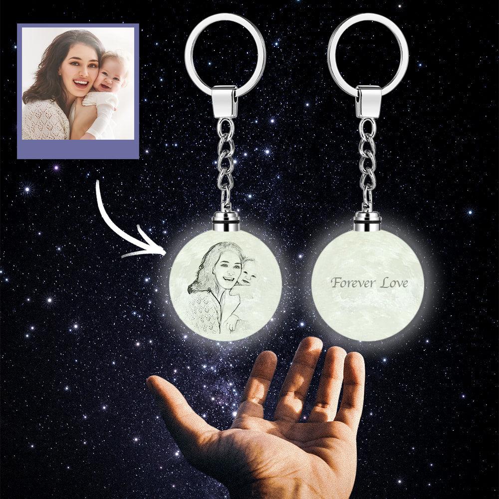 Personalised 3D Printed Photo Moon Lamp Keychain
