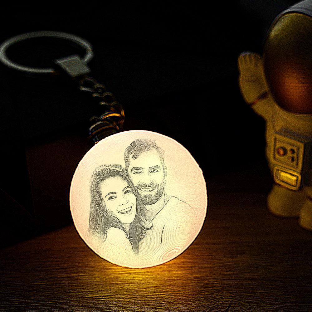 Personalised 3D Printed Photo Moon Lamp Keychain