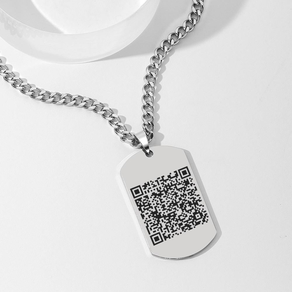 Customised Photo Men's Jewelry Engraved QR Code Necklace